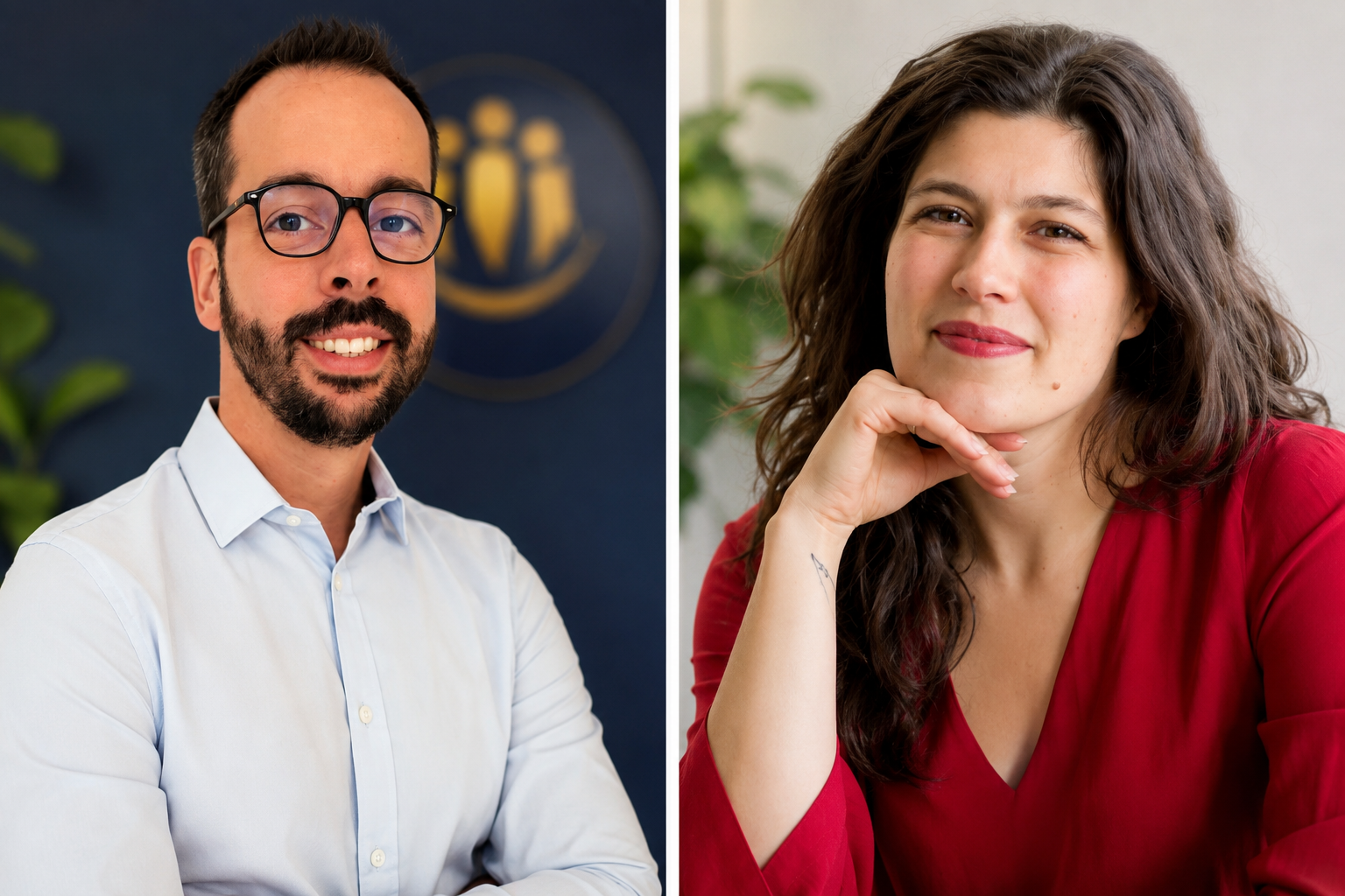 Portraits professionnels de Jérémy et Rita, qui portent Les Entrepreneurs Solidaires